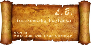 Lieszkovszky Boglárka névjegykártya